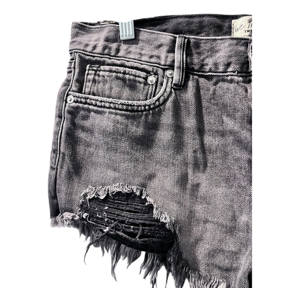 We The Free People Black Distressed Denim Jean Shorts Size 28 Western Casual - Picture 4 of 6